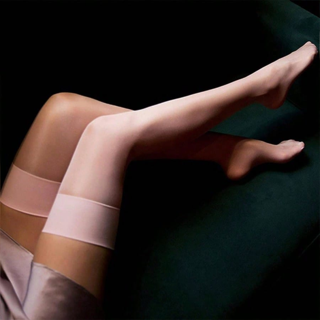 Medias sexys de Color Aceite Brillante de Seda hasta el Muslo para Mujer lencera Fina Transparente Brillante, Rosa - Talla nica
