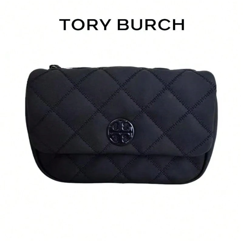 TORY BURCH Willa Classic Bolso cuadrado pequeño de mujer con logotipo doble T, acolchado y grabado en cuero de cabra 149682-001
